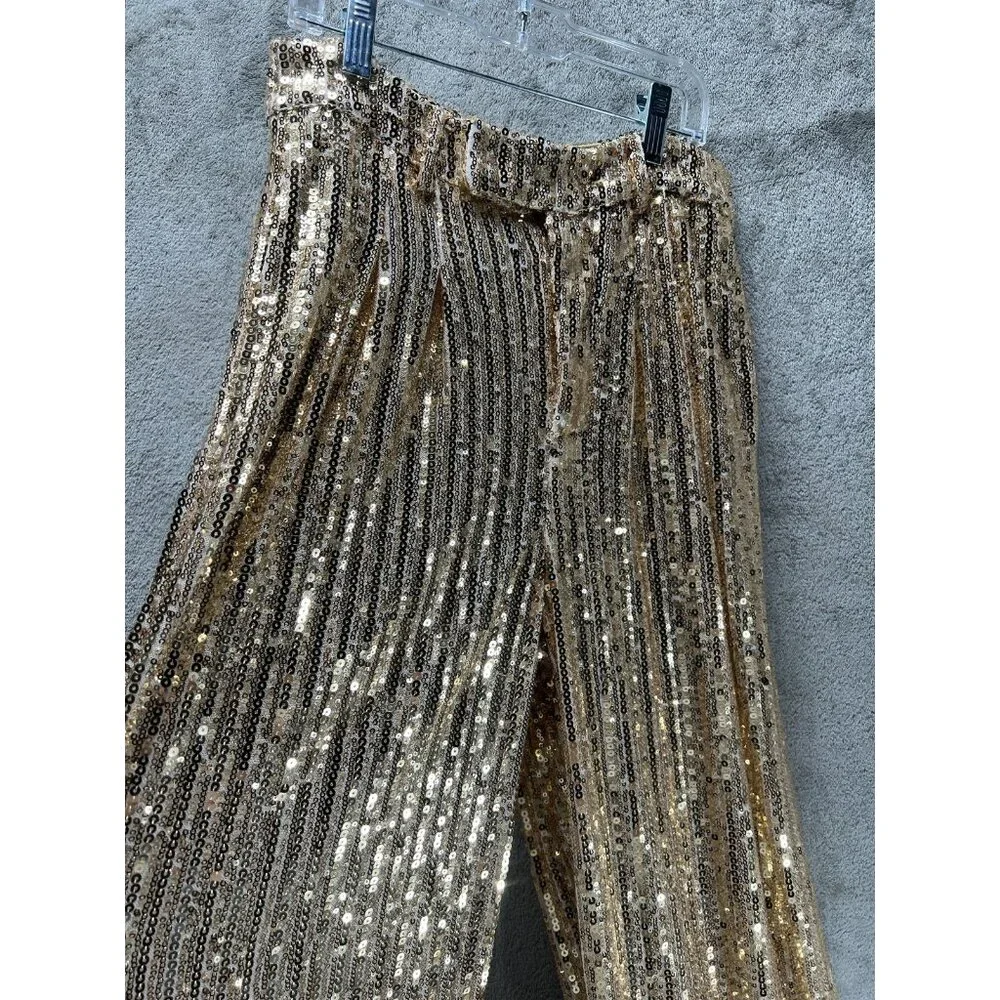Wisteria Lane women's Small sequin pants GOLD shimmer Shine Performance￼ Dance - Picture 3 of 8